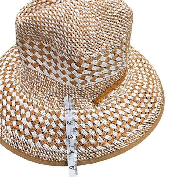 BP Women's Coastal Cowgirl Woven Straw Hat Wide Brim with Tie Strap Resort OS - Picture 9 of 10